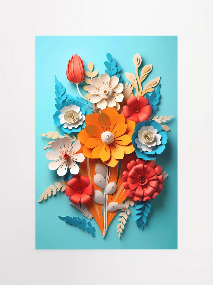 Crafted Blossoms in Bloom - Vibrant 3D Paper Floral Creation Matte Poster product image (2)
