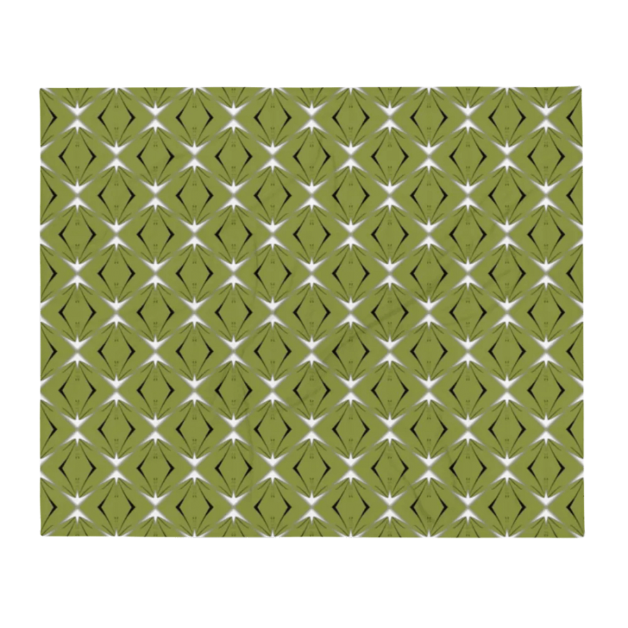 Green Black & White Diamond Star Seamless Pattern Throw Blanket product image (3)