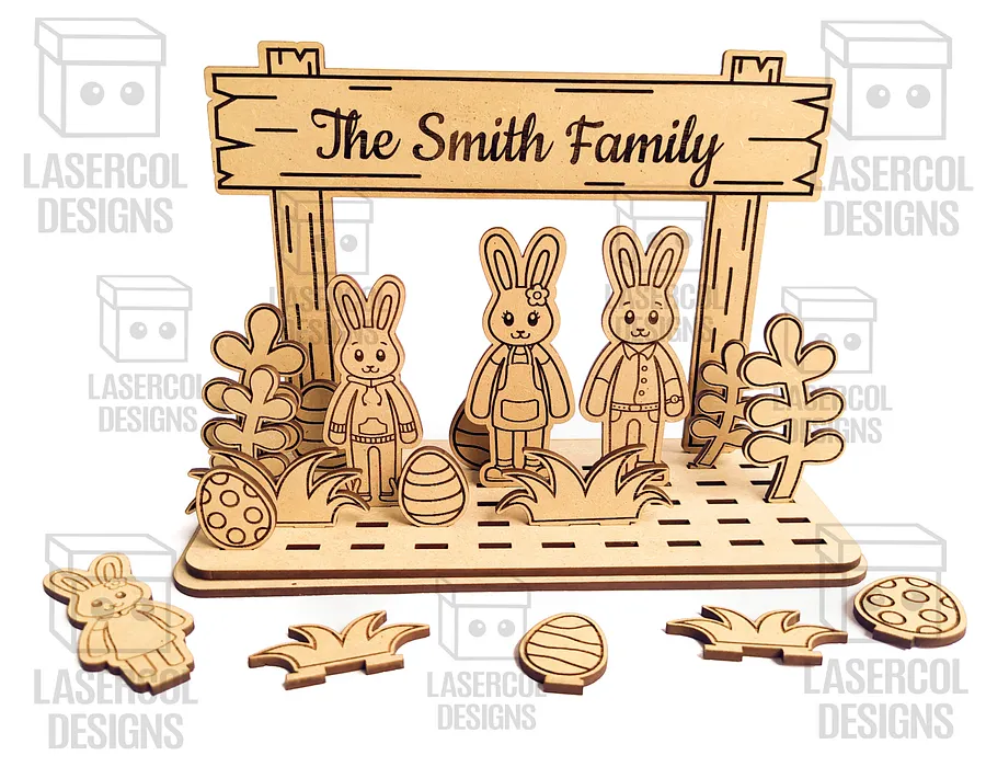 Easter Bunny Family Diorama (15 Different Bunnies) - Laser Cut Files product image (7)