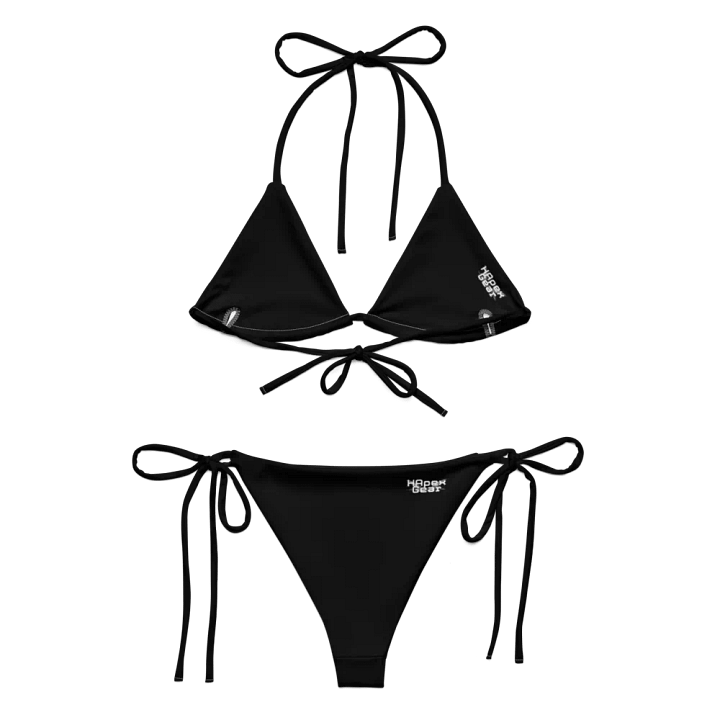 White HApex Gear White Logo Cancer Awareness Orange Ribbon. Black Recycled String Bikini product image (2)