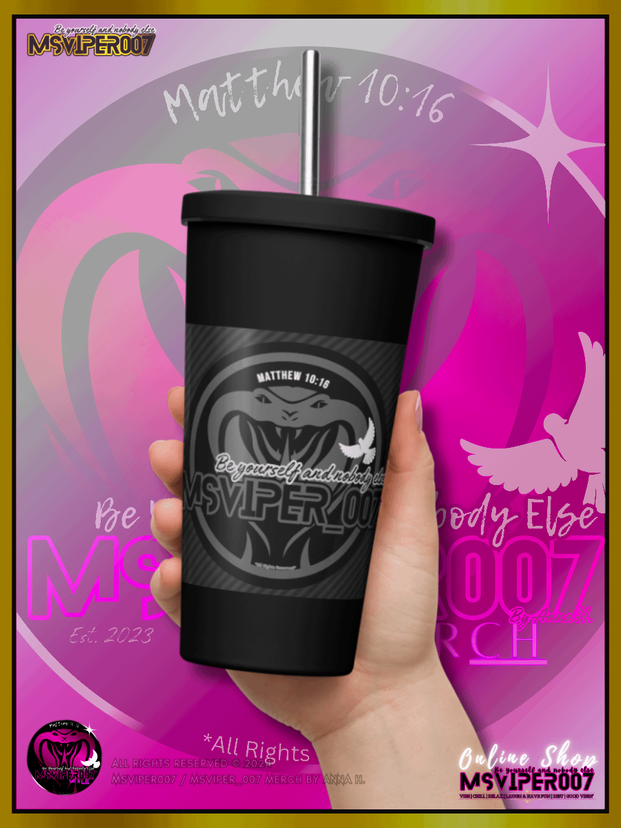 Tumbler - "MsViper_007™ Brand [gray/blk] - Support&Sport" Insulated Tumbler with a Straw By Anna H. product image (8)