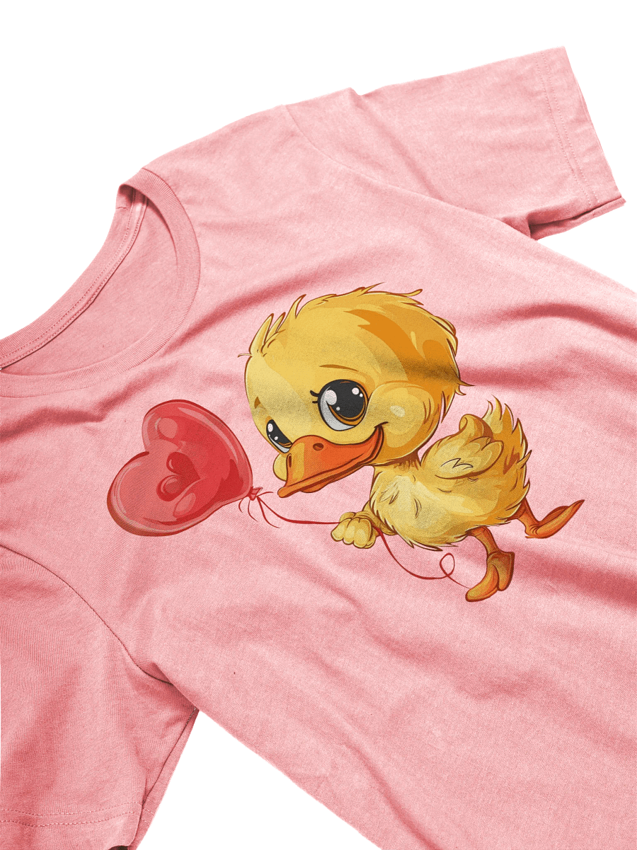 Cute Duckling with Heart Balloon T-Shirt, Unisex Cartoon Animal Tee, Fun Love Gift, Casual Duck Graphic Shirt for All Ages product image (2)