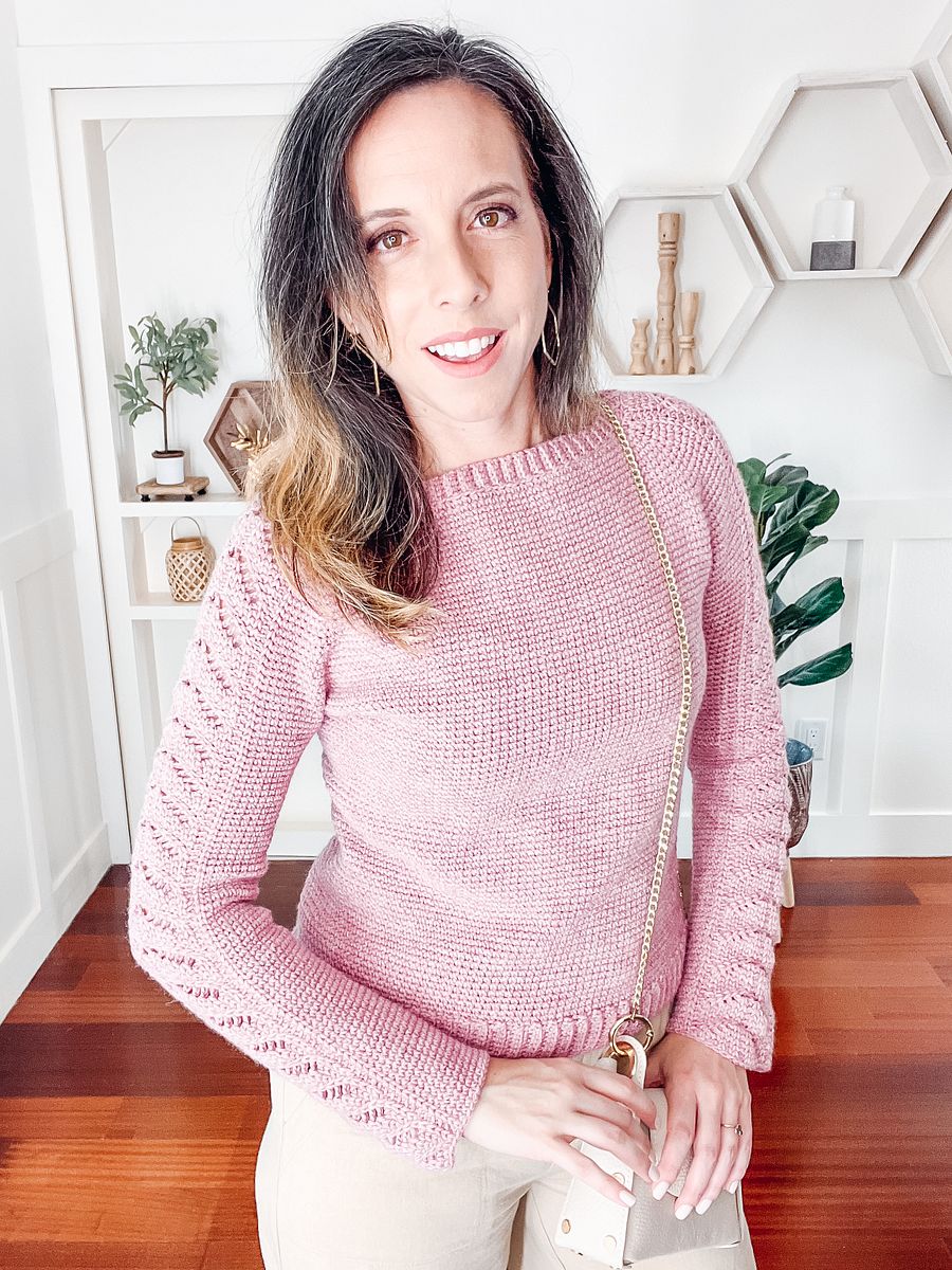 Crochet Along and Create a Beautiful Lace Sleeve Sweater! Lace Sleeve Crochet Sweater (9 Sizes) product image (10)