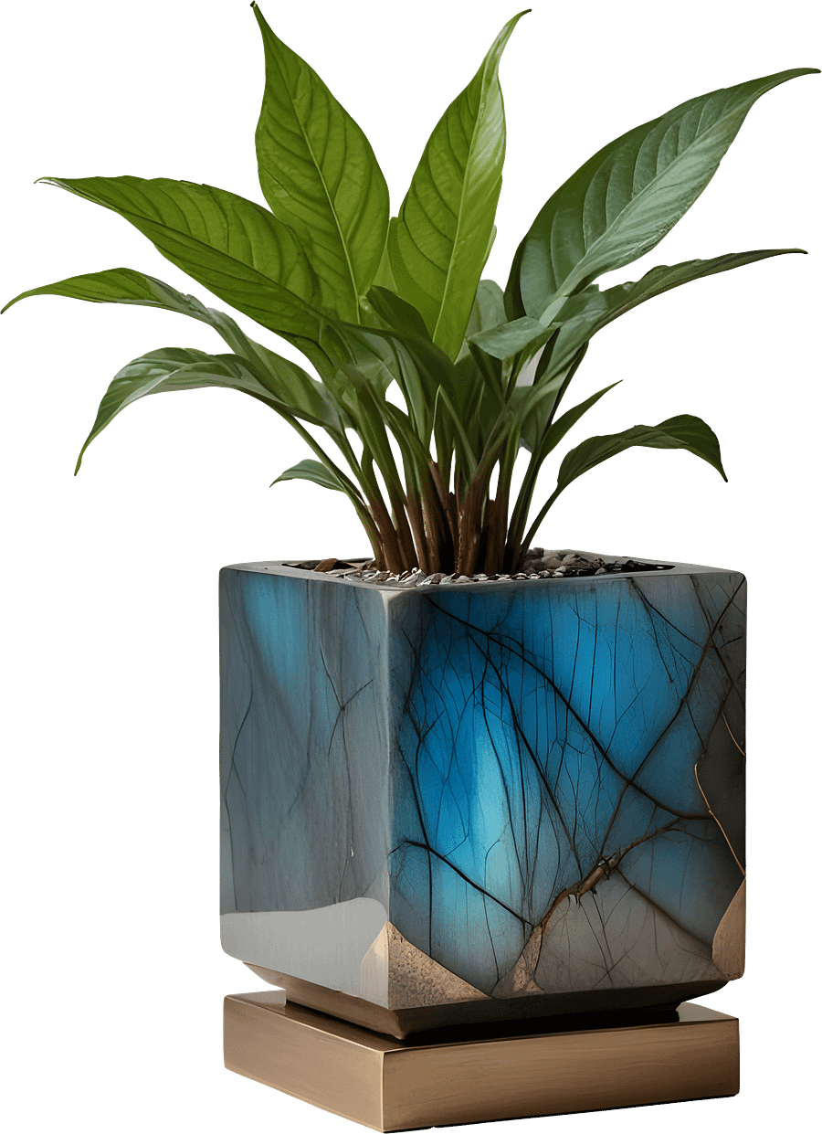 Stellar Luxe – Labradorite and Bronze Planter PNG product image (1)