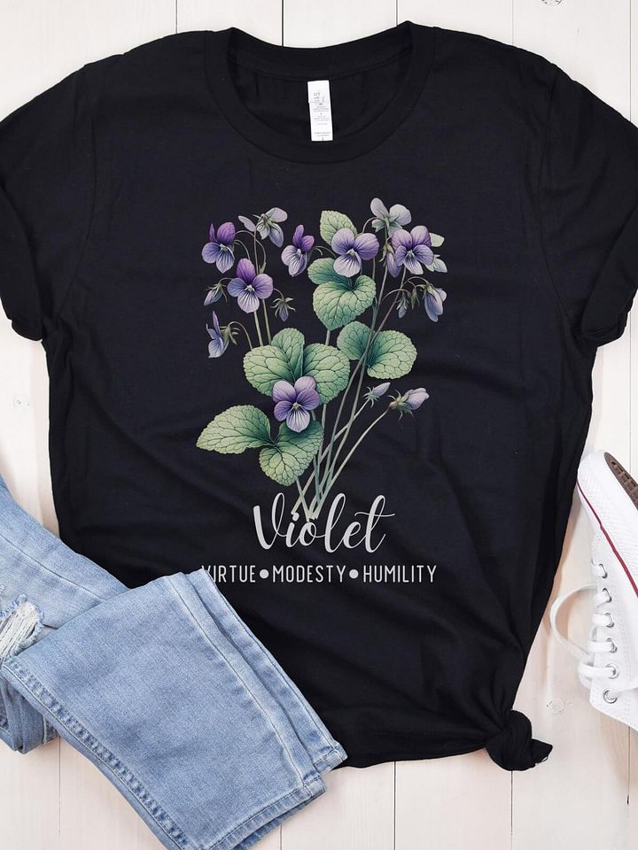 Violet Birth Month Flower Tee For February: Reflecting Virtue, Modesty, Humility: Perfect Gift For Her product image (2)