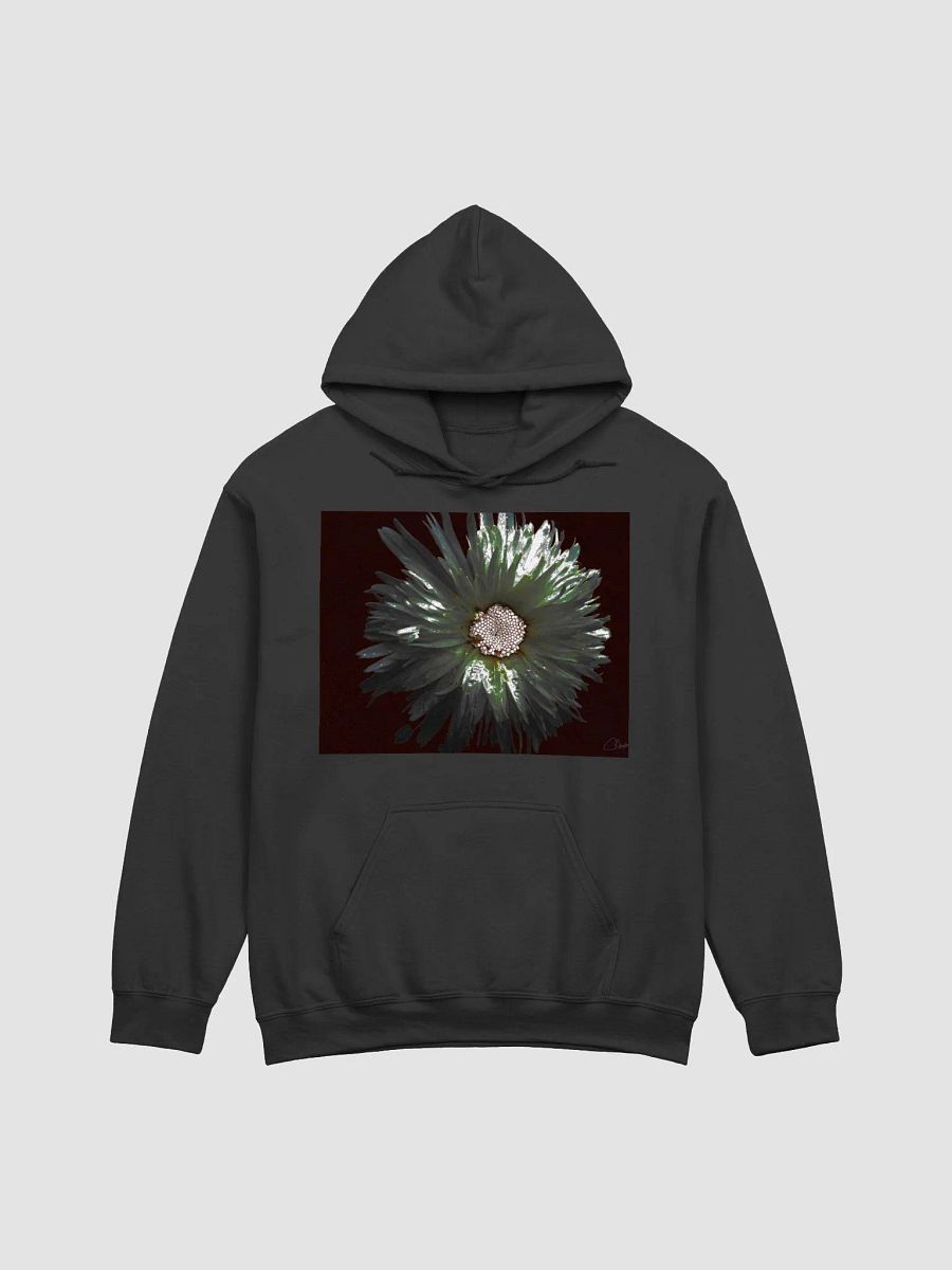 Abstract Distressed Silver Daisy Flower on a Dark Background Women's Classic Hoodie product image (2)