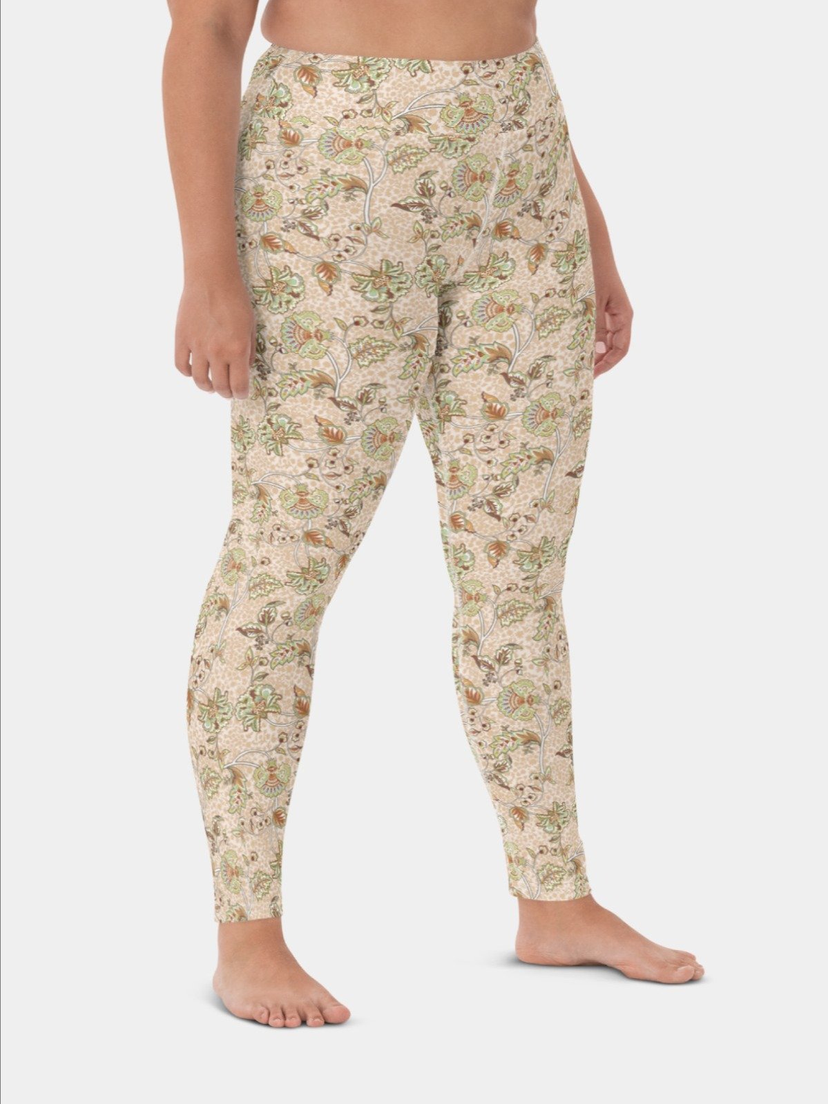 High-Waisted Leggings "Elegant Neutral Beige Chintz" product image (7)