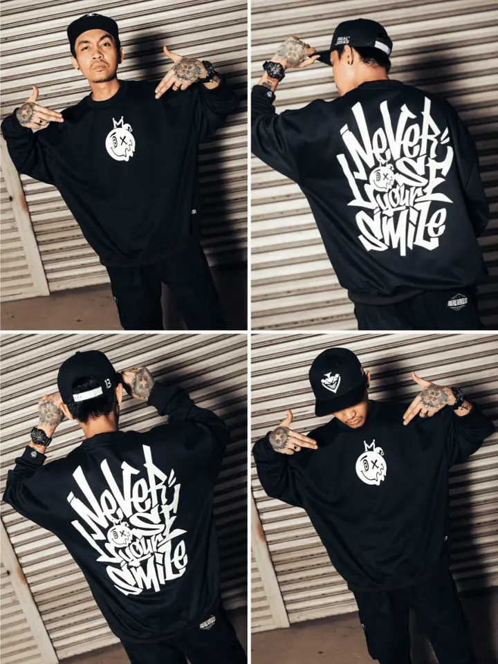 REAL JOKES NLYS (Never Lose Your Smile) Oversized Sweatshirt - Black product image (1)