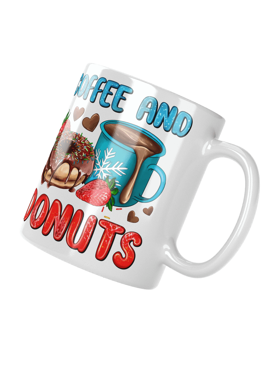 White Glossy Mug Coffee And Donuts Graphics product image (7)