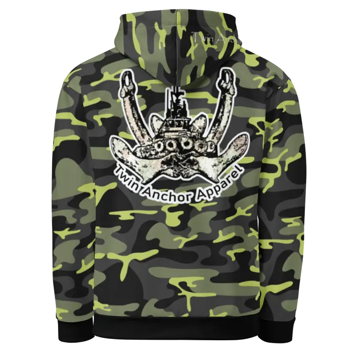 Green Camouflage Twin Anchor Logo Hoodie product image (1)