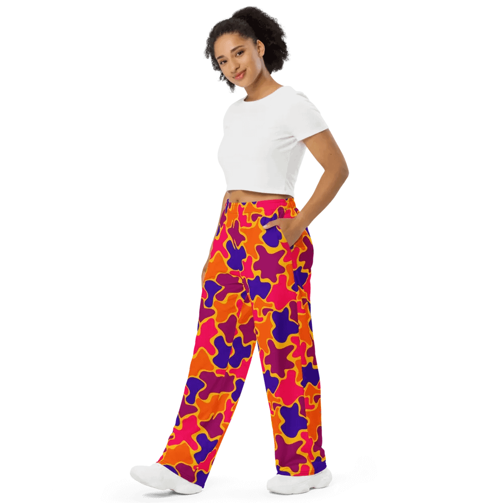 Multi Colored Pattern Blobs Unisex Wide leg Pants product image (10)