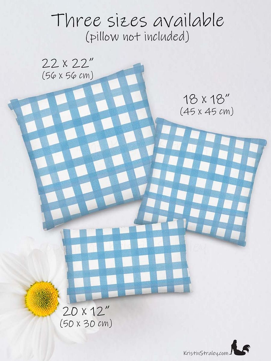 Classic Blue Gingham Checker on White Premium Pillow Case product image (1)