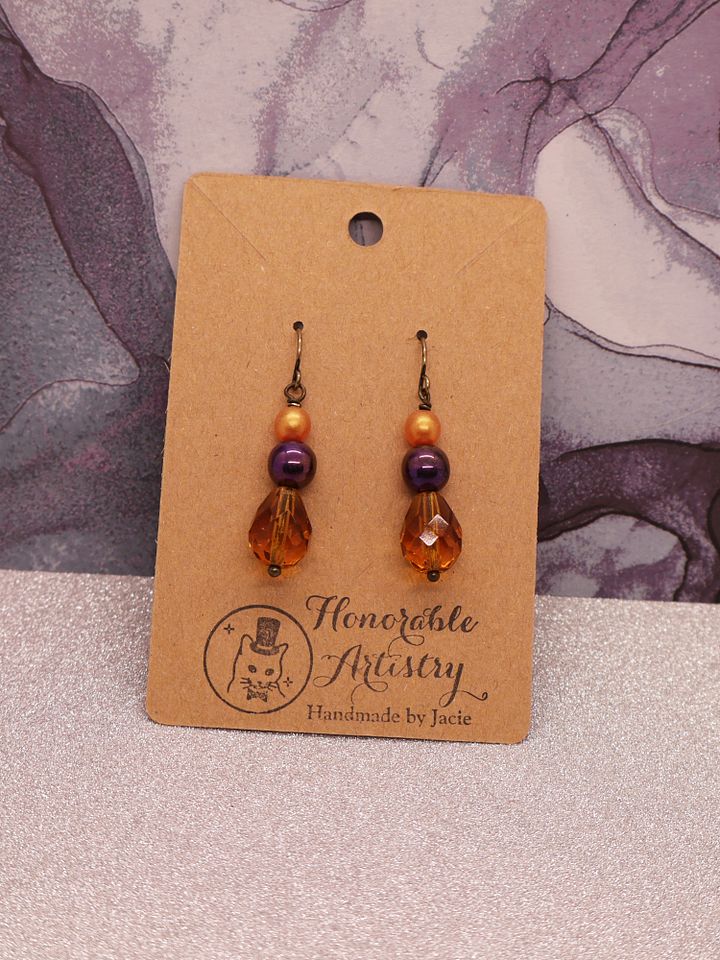 Orange and Purple Drop Earrings product image (1)