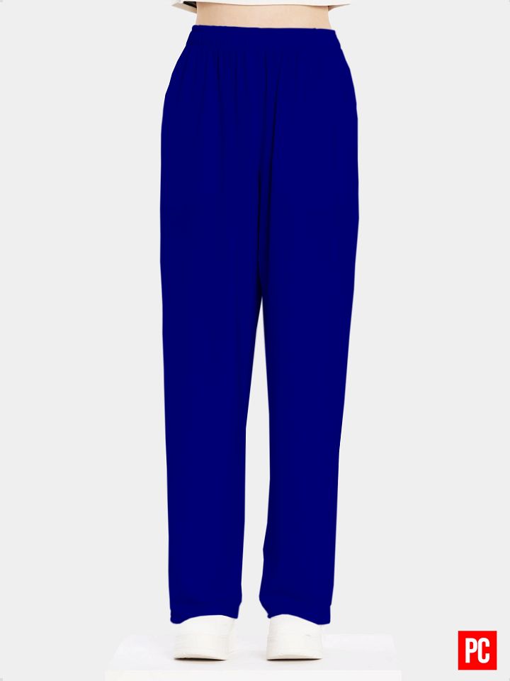 Plain Color Navy Blue Wide-Leg Pants product image (2)