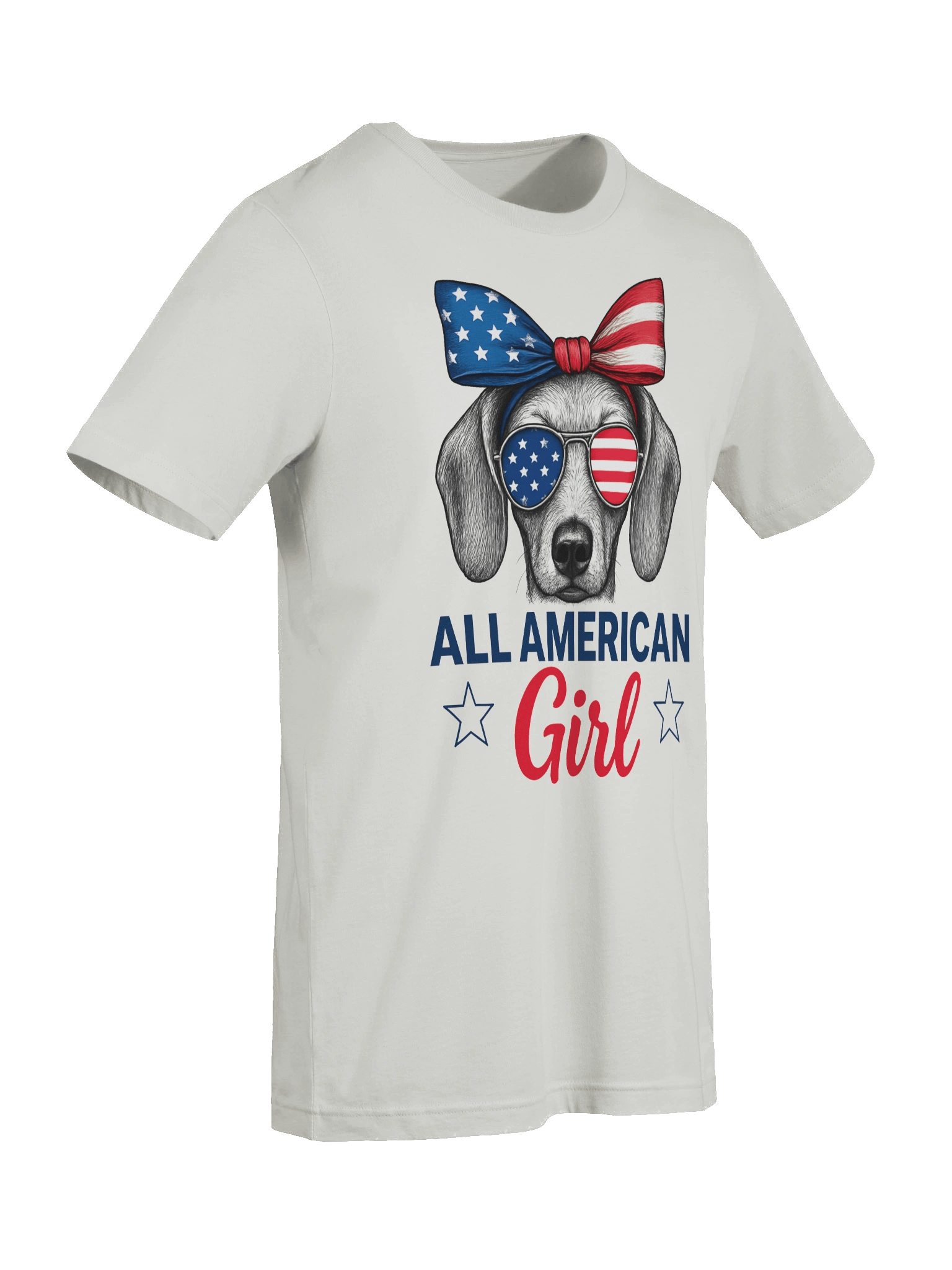 All American Girl Dachshund T-Shirt – Patriotic Dog Shirt with Stars and Stripes Bow & Sunglasses product image (17)