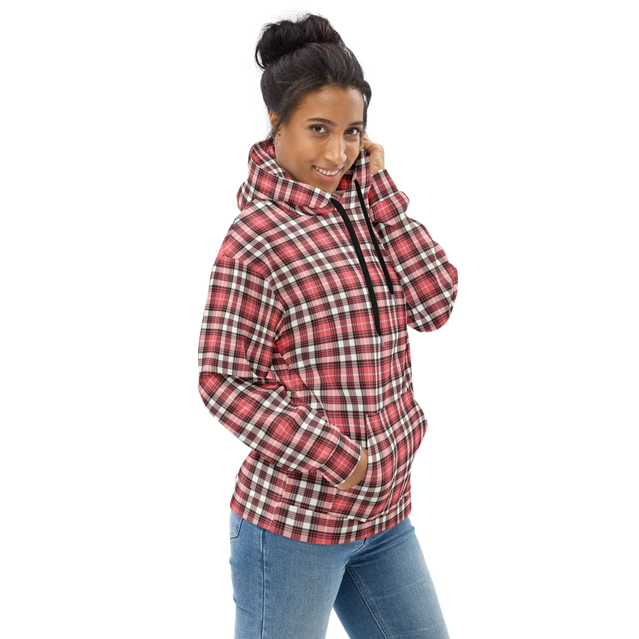 Coral Pink, Black, and White Plaid Hoodie product image (1)