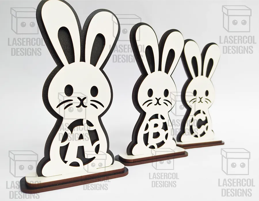 Easter Bunny Monogram Set 1 (3 Sizes) - Laser Cut Files product image (7)