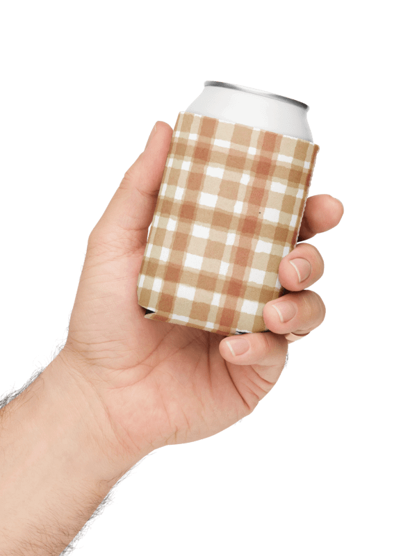 Retro Style Coozie Can Cooler – Brown & Yellow Dual Design product image (4)