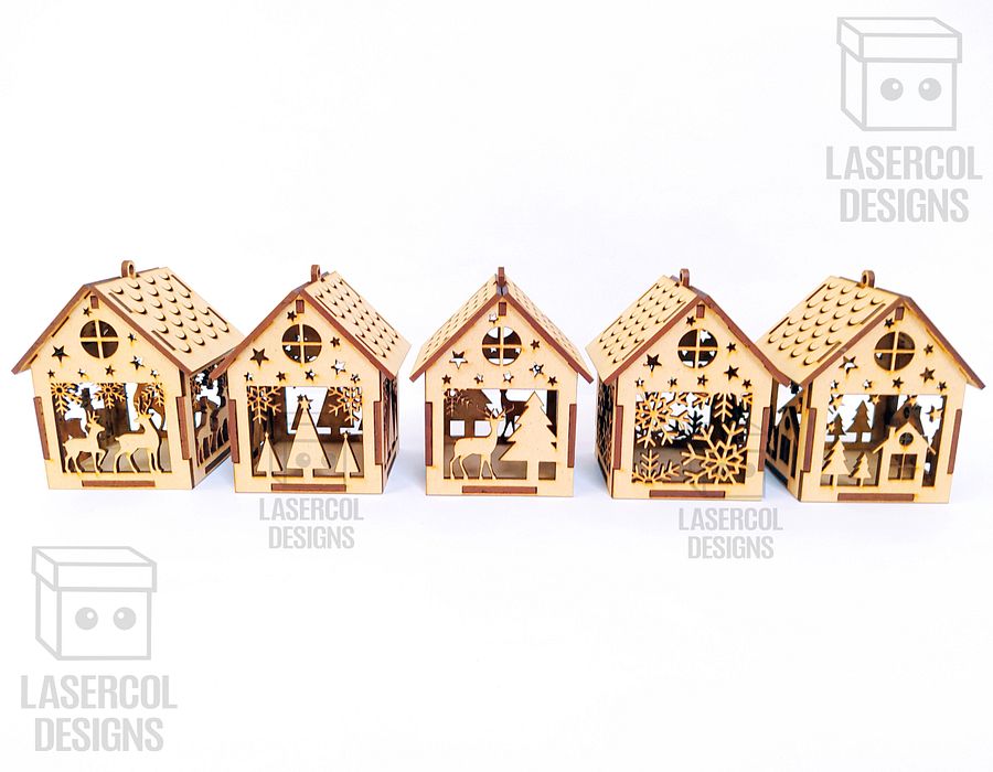 Christmas House Ornaments Bundle (Set 1-2-3-4) - Laser Cut Files product image (2)