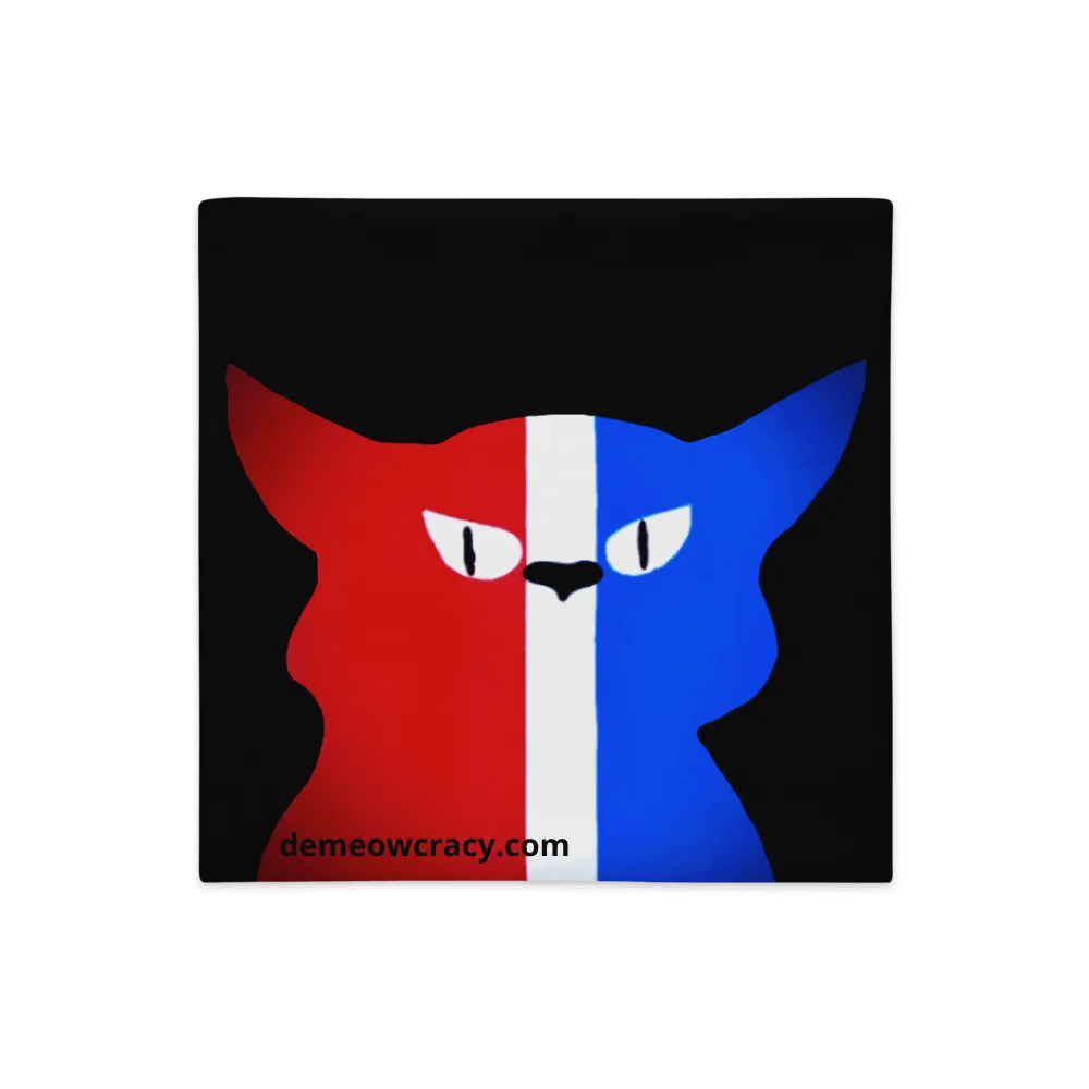 Original Tricolor DeMeowcracy Cat Reversible Pillow Cover - Red, White and Blue product image (7)