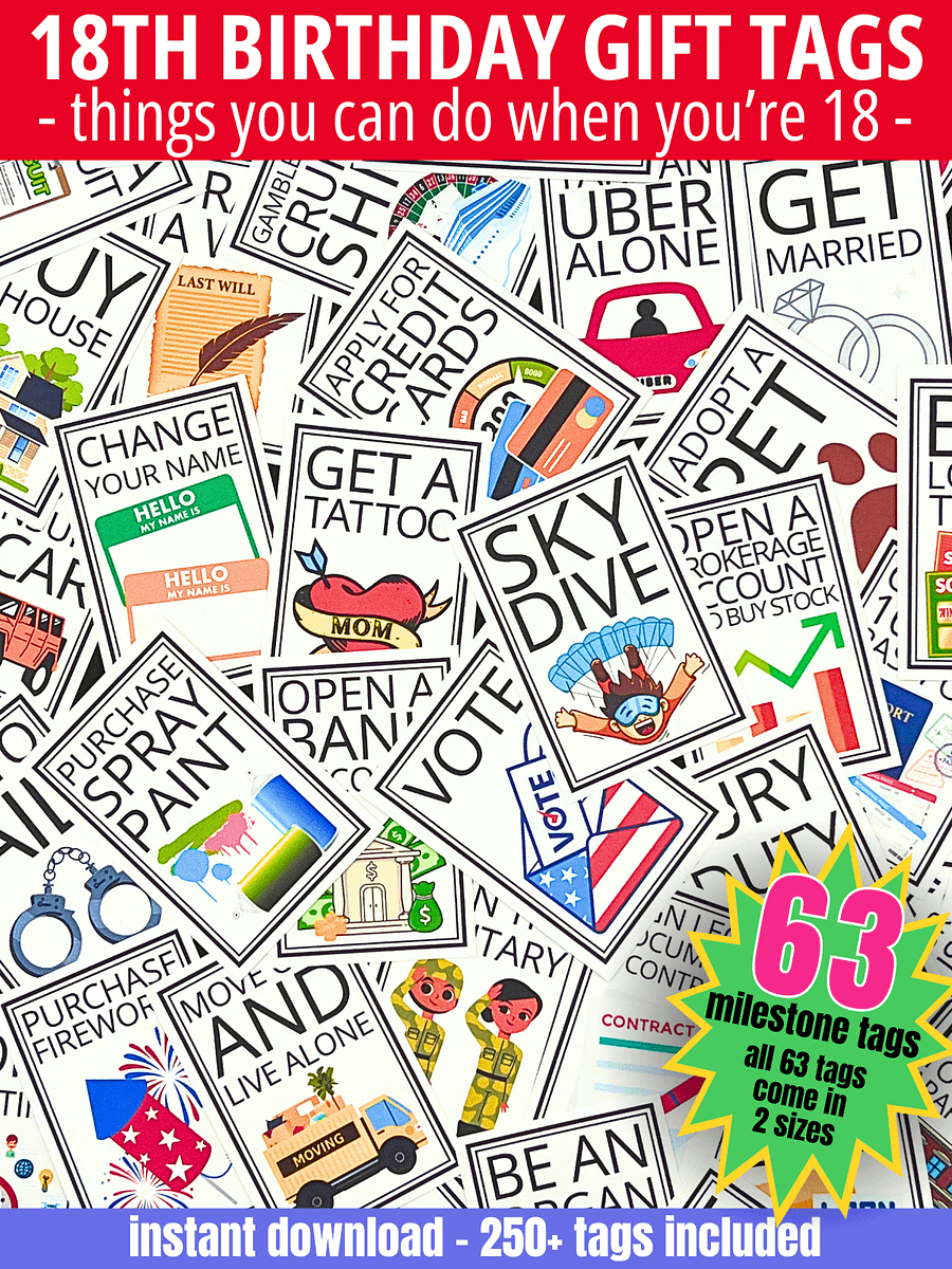 18th Birthday Gift Tags Things You Can Do When You're 18 product image (1)