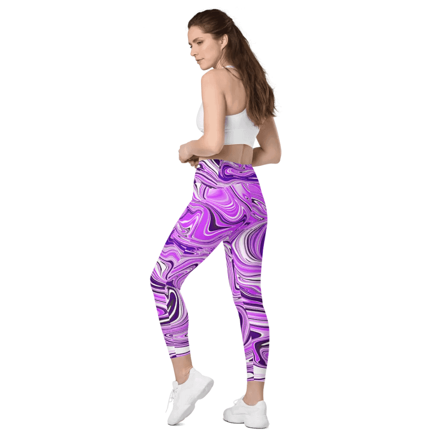 Leggings with Pockets - Purple Digital Fluid Art product image (5)