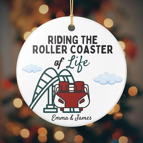ICYMI: Personalized Roller Coaster Ceramic Ornament, Family Keepsake, Theme Park Life Decor, Custom Name Decoration by Coaste...