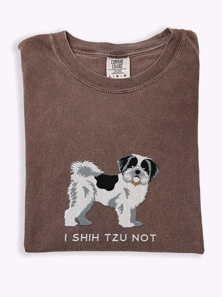 I Shih Tzu Not T-Shirt(Embroidered) of a Shih Tzu(Black & White) product image (1)