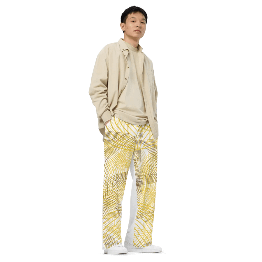 Pants with golden lines and leaf design product image (4)