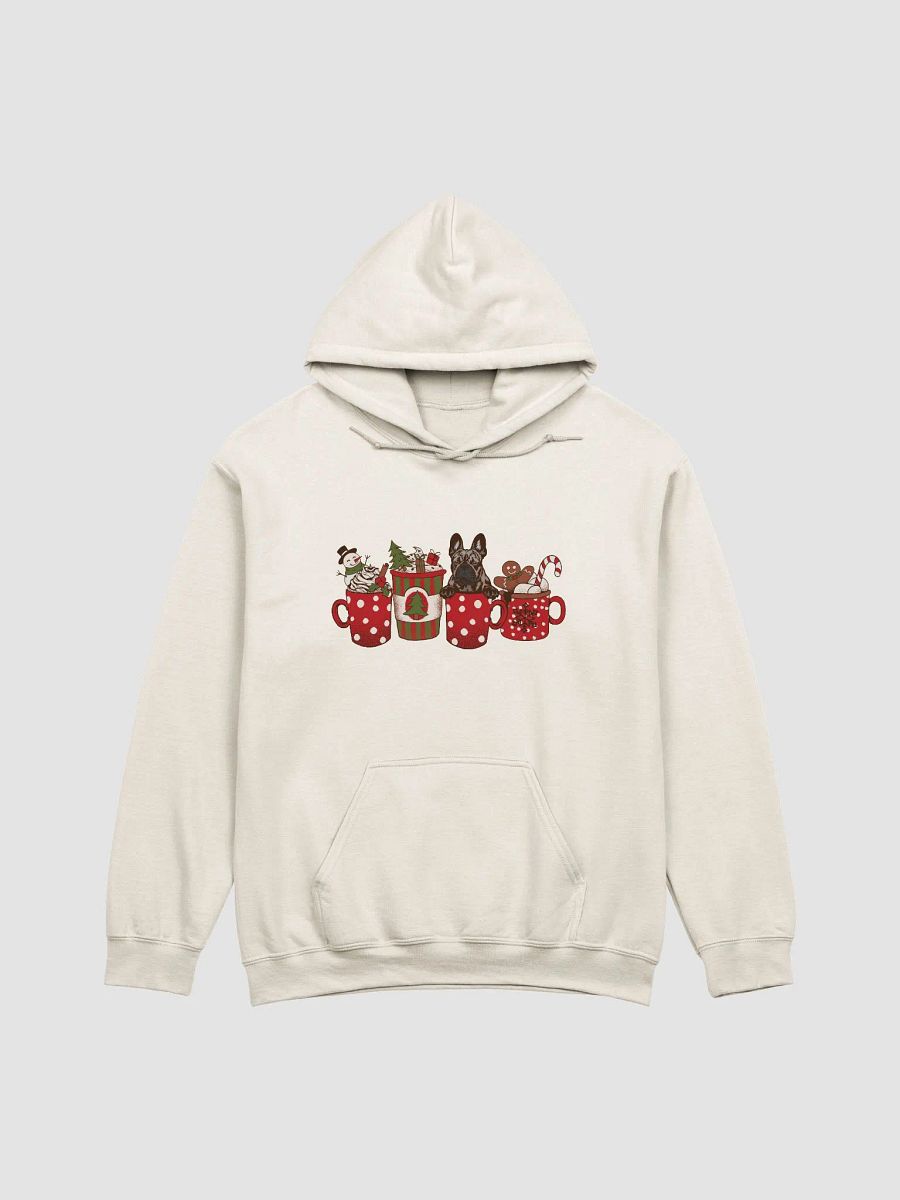 Cute French Bulldog in a Christmas Cup Hooded Sweatshirt | Funny Christmas Frenchie Pup in a Cup product image (19)