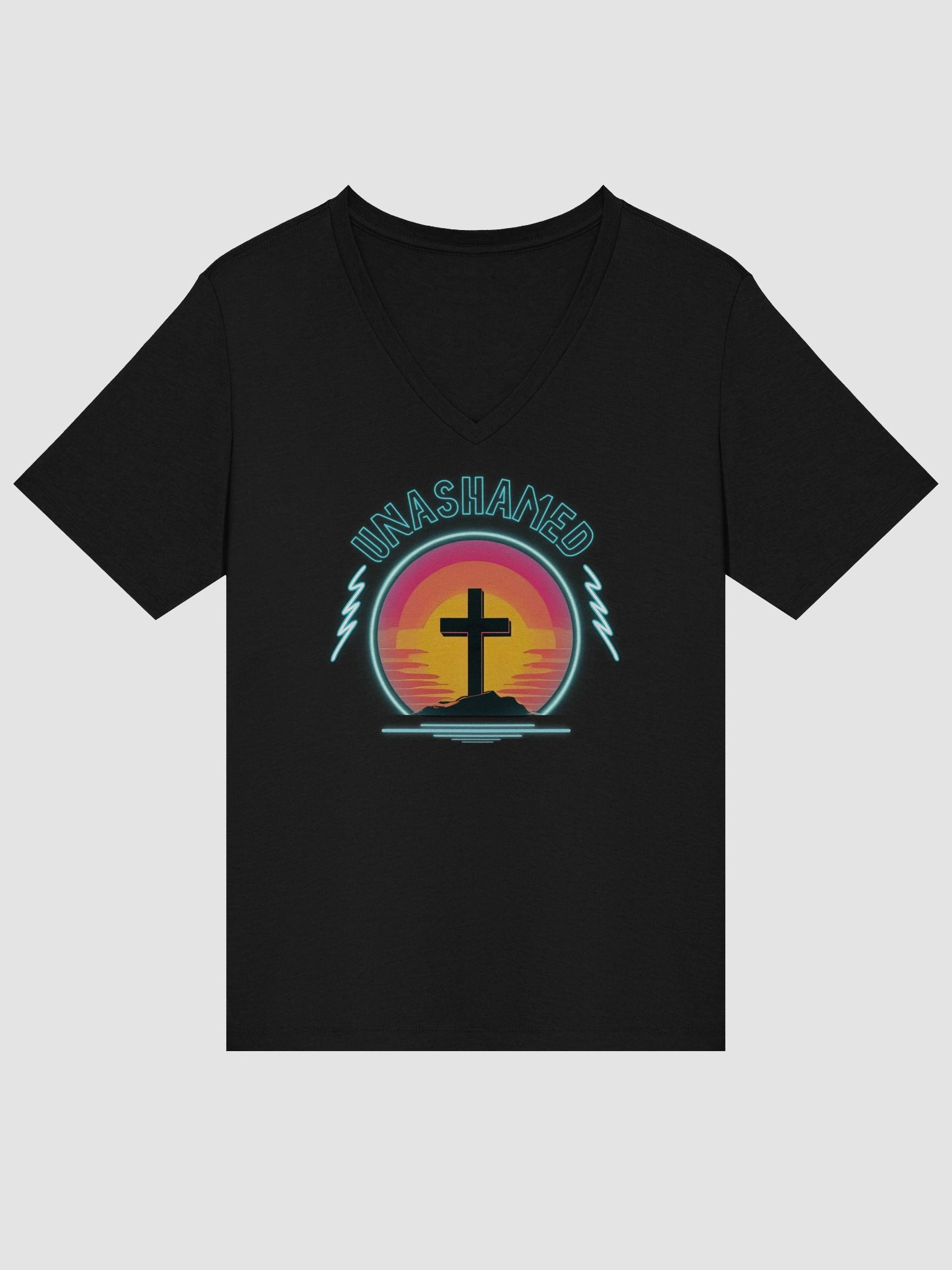 Unashamed Neon Cross Women's V-Neck T-Shirt - Relaxed Bella + Canvas fit product image (17)