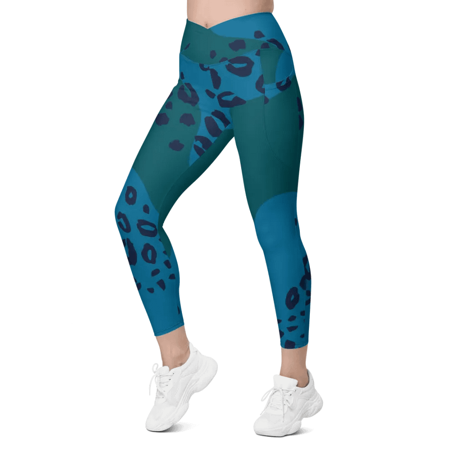 Flowing Teal Camo Leggings with Pockets product image (6)