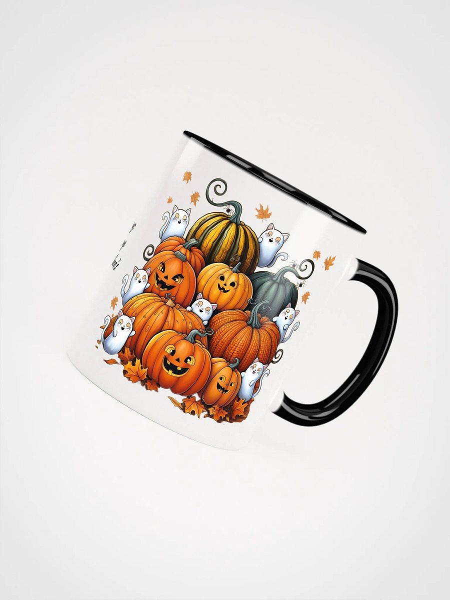 Halloween Pumpkins with Ghost Cats, Bats and Spiders Coloured Mug product image (4)