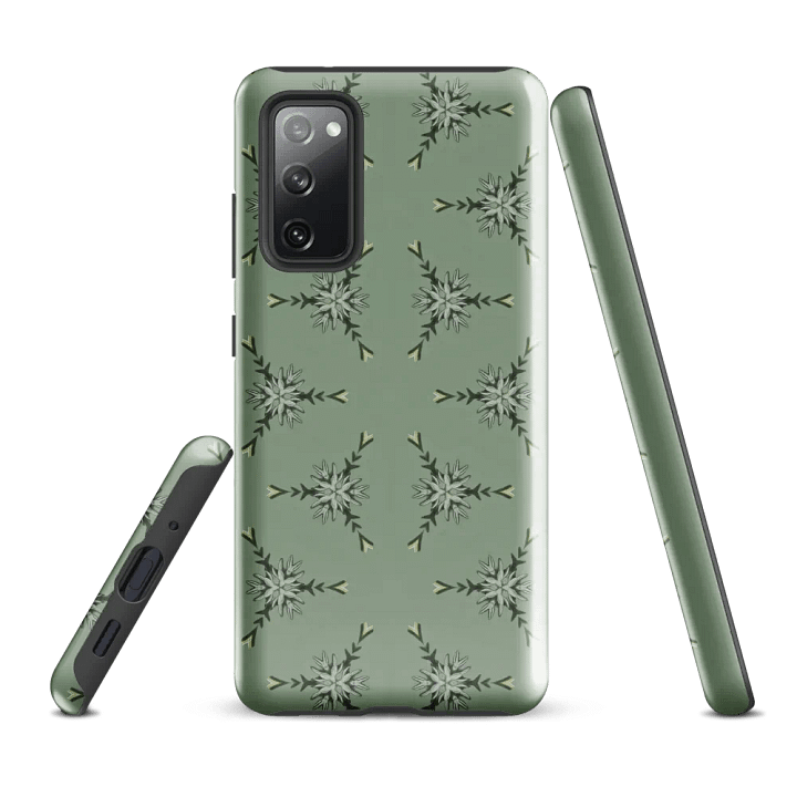 Tough Phone Case for Samsung® - Green Triangular Floral Geometric Pattern product image (1)