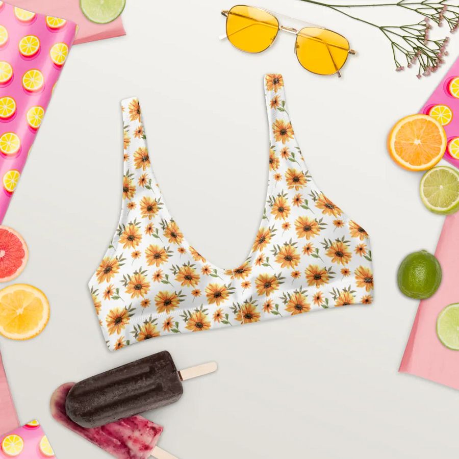 Watercolour Floral Pattern Padded Bikini Top - V3 product image (1)