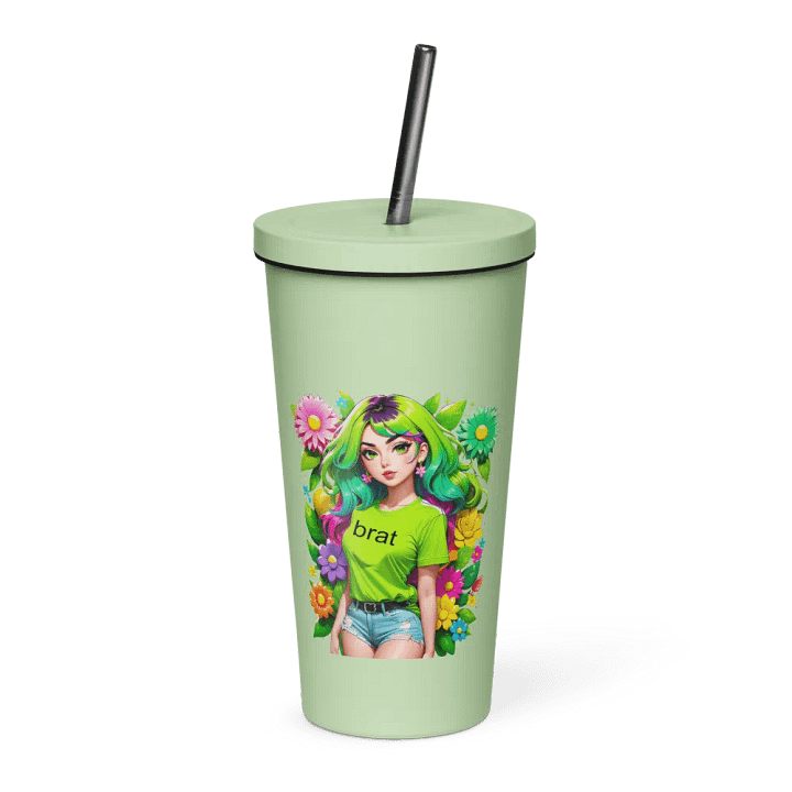 Brat 20 oz Tumbler Cup - Mint - Insulated Tumbler with a Straw v4 product image (1)