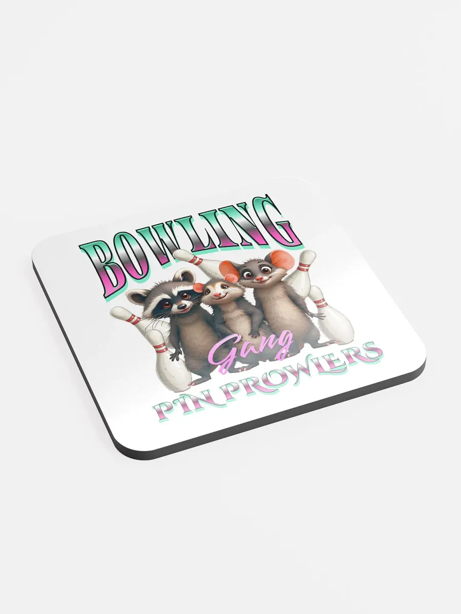 Bowling Gang Pin Prowlers Raccoon Cork Coaster Set product image (3)
