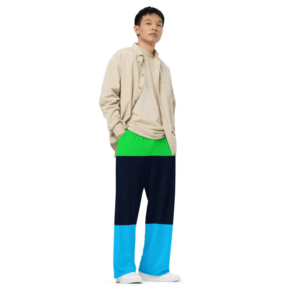 Green Blue Block Unisex Wide Pants product image (7)