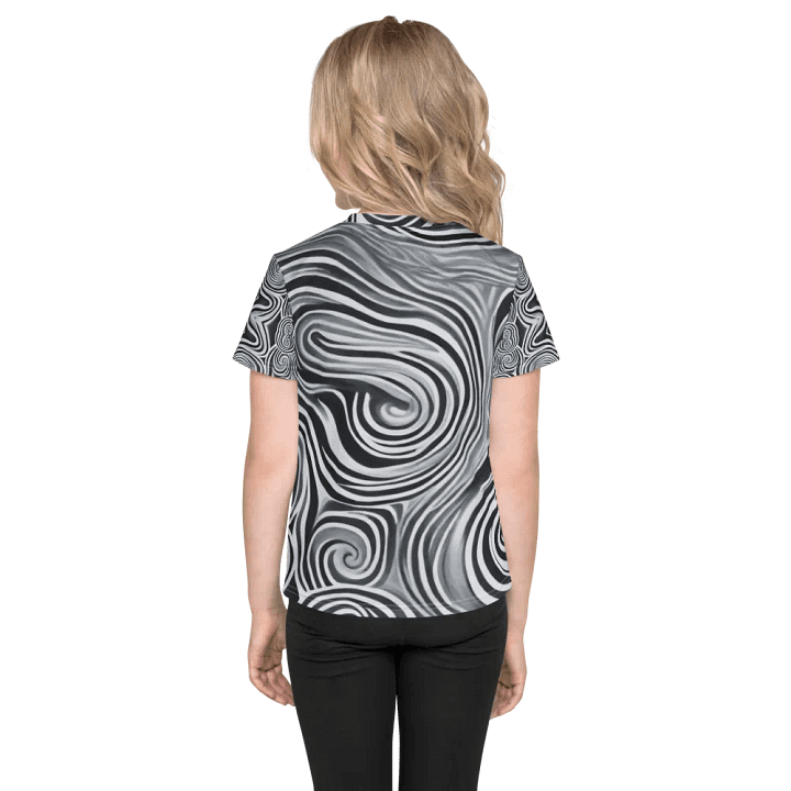 Funky Black and White Noir Liquid Tie-Dye Kid's and Toddler's Crew Neck T-shirt product image (2)