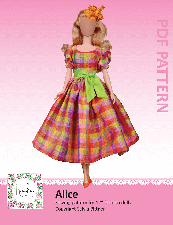 Alice sewing pattern for 12" fashion dolls product image (1)