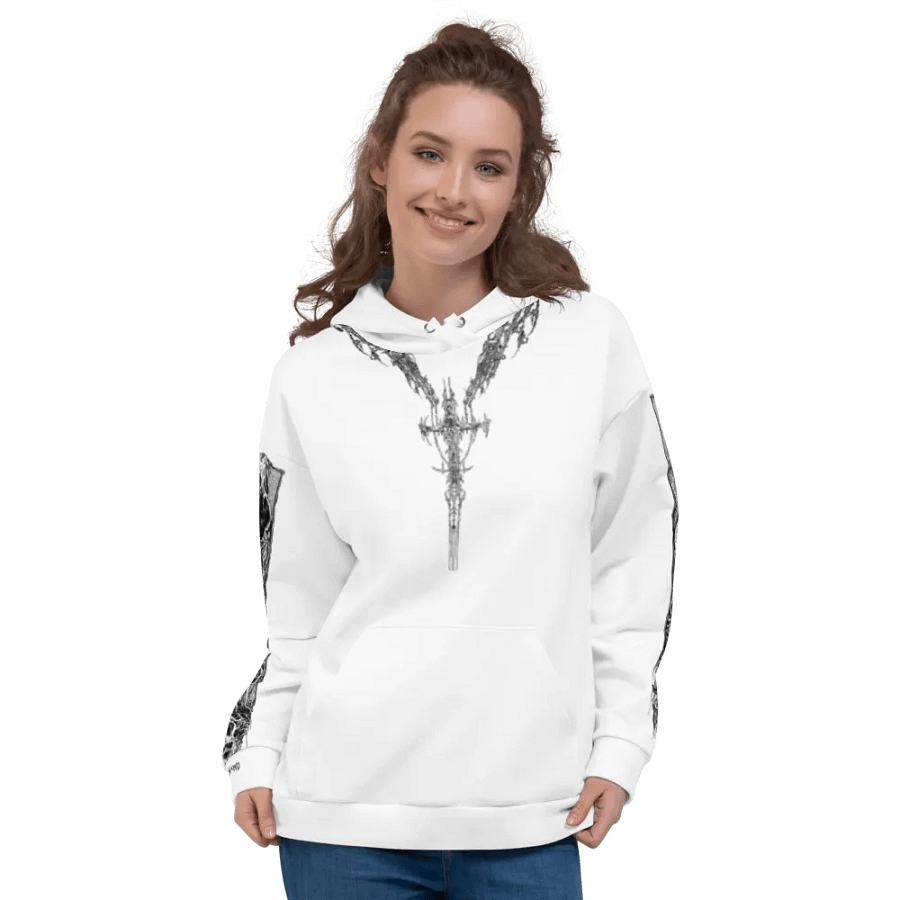 White Crusifix Chain Hoodie product image (8)