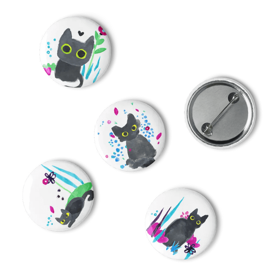 Derpy Floral Cat Fam - Set of Five 1.25