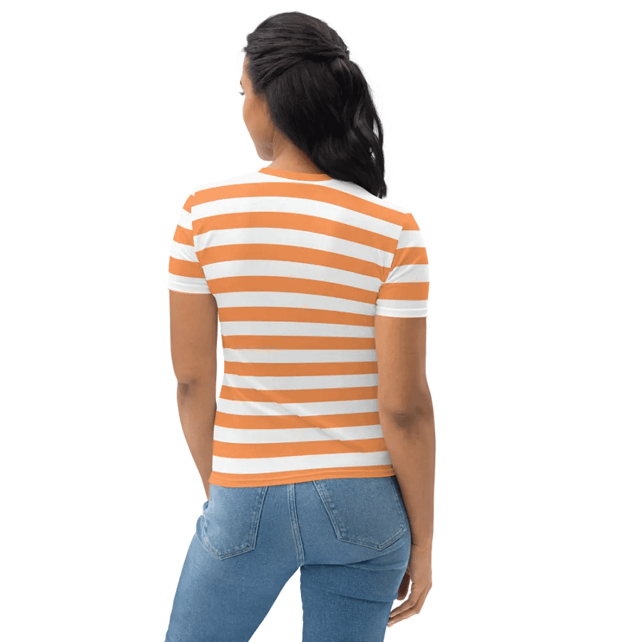 Butterfly Sunflower Bliss Women's Orange Stripped AOP Tee product image (4)