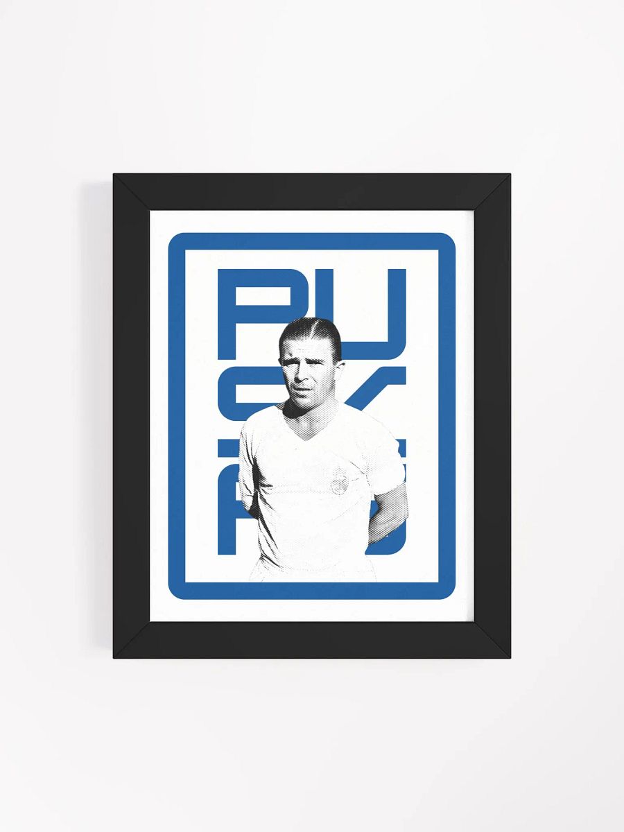 Ferenc Puskás BW Real Madrid Name Art Framed Print product image (2)