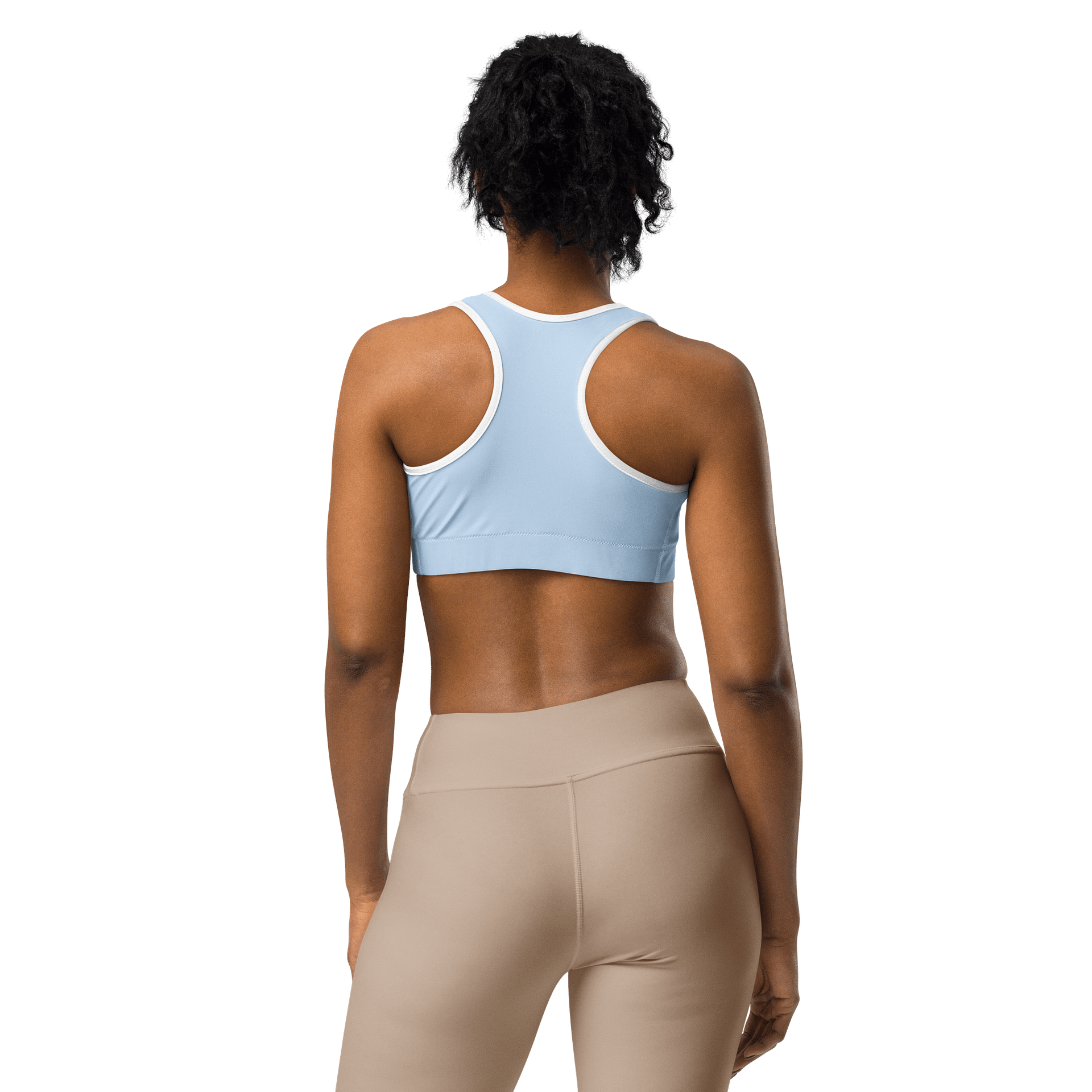 Baby Blue Solid Color & White Lining Sports Bra product image (3)