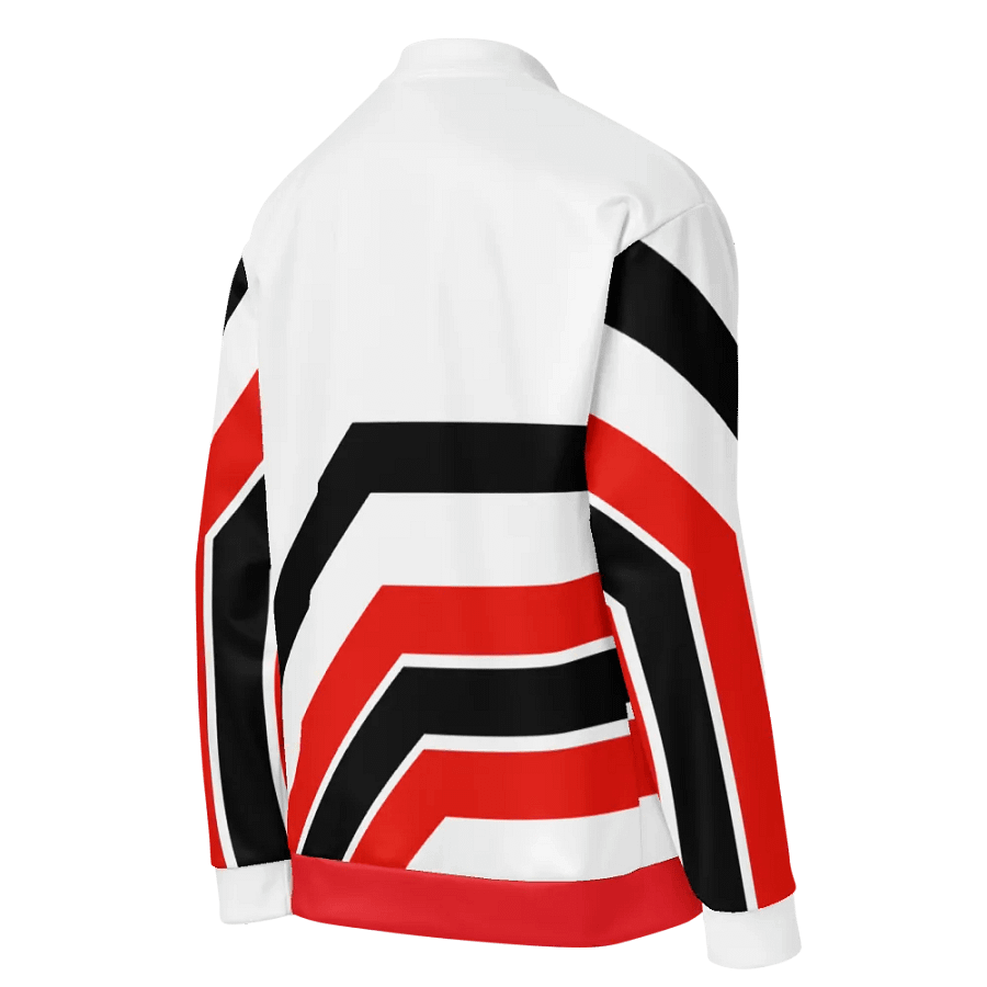 Red/Black/White Bent Lines Unisex Bomber Jacket product image (7)
