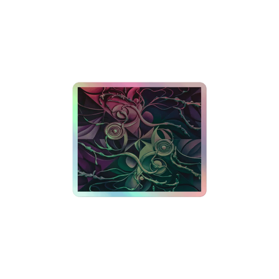 Holographic Abstract Floral Vortex Sticker - Multicolor Artistic Decal product image (1)