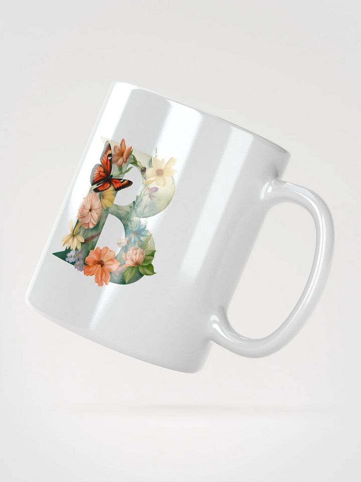 Letter B Monogram Floral Fantasy White Glossy Mug product image (5)
