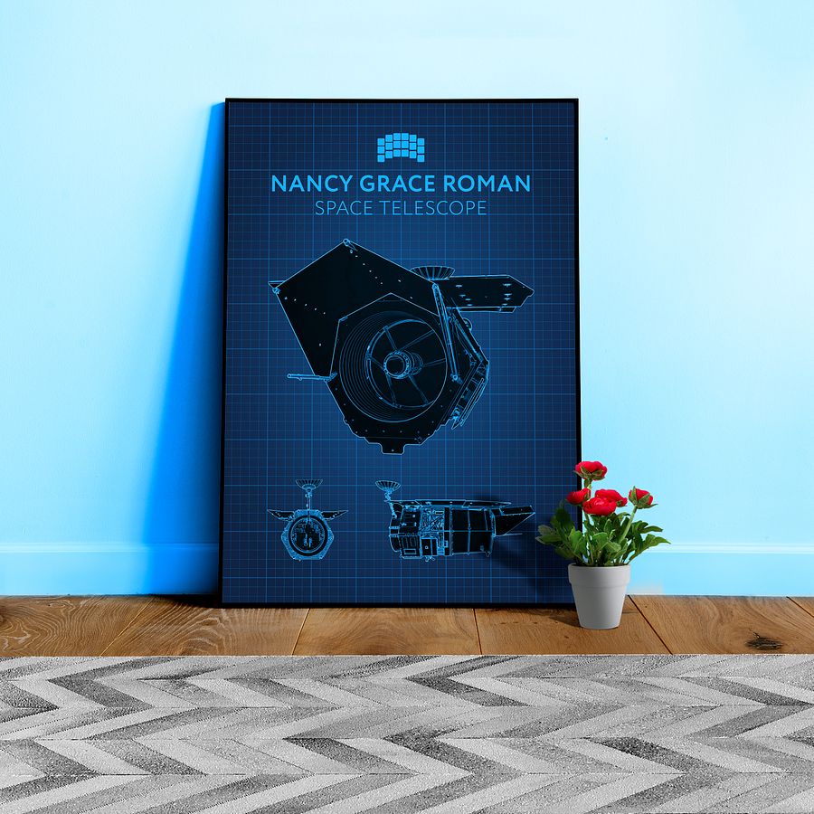 Nancy Grace Roman Telescope Blueprint Poster — NASA NGRST Space Print product image (1)