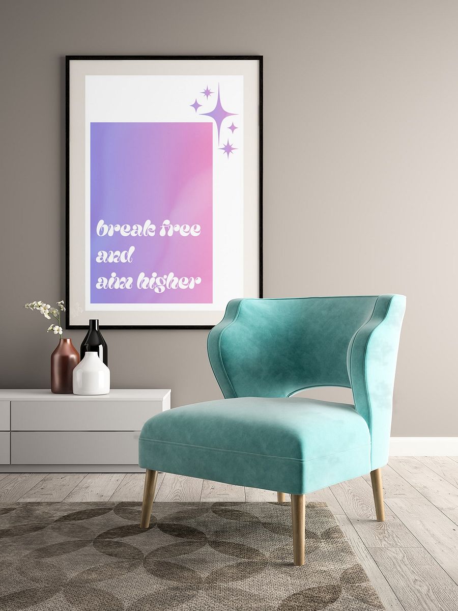 Aim Higher Inspirational Quote, Break Free Motivational Print, Purple Gradient Wall Art, Office Decor, Encouragement Gift Shiny Stars Poster product image (4)